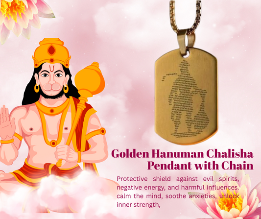 Golden Hanuman Chalisha Pendant with Chain